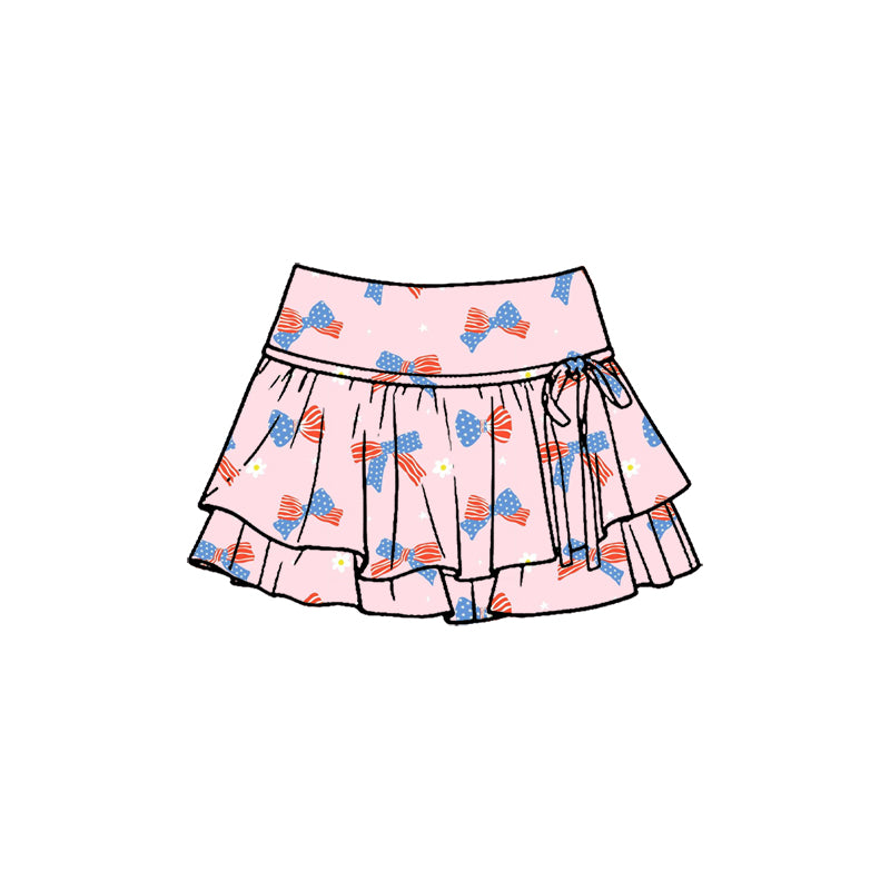 preorder GLK0258 Yoga July 4th USA Bows Pink Skorts Girls Skirts