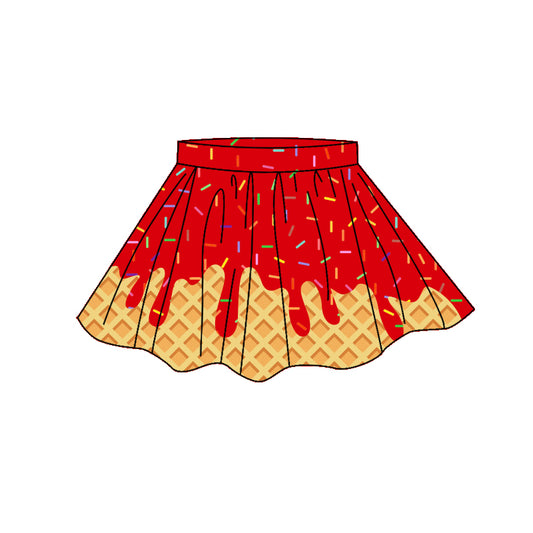 preorder GLK0280 Yoga Red Sprinkles Skorts Girls Skirt