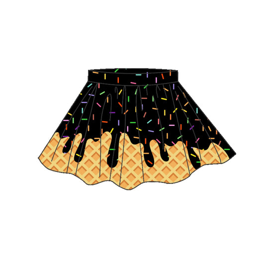 preorder GLK0288 Yoga Black Sprinkles Skorts Girls Skirt