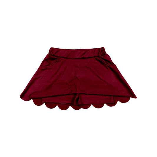 preorder GLK0304 Scallop Yoga Maroon Skorts Girls Skirt