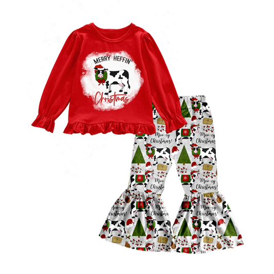 preorder GLP0484 Heffin Christmas Tree Cow Red Long Sleeves Girls Set