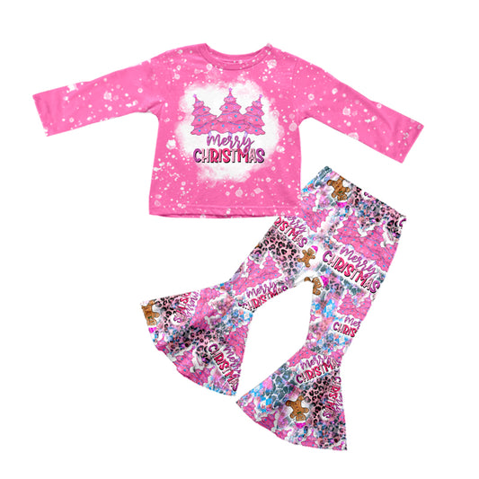 preorder GLP0575 Christmas Tree Hot Pink Long Sleeve Pants Girls Clothes