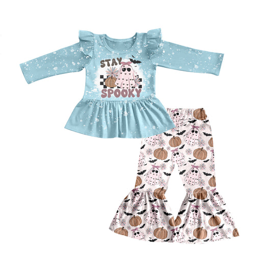 preorder GLP0591 Halloween Stay Spooky Blue Long Sleeve Pants Girls Set