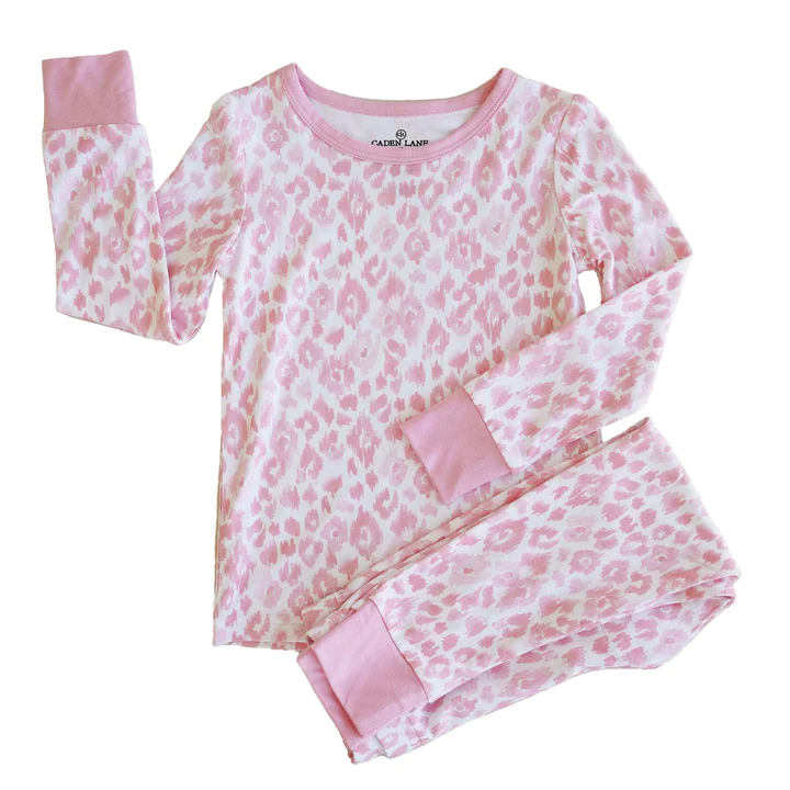 preorder GLP0637 Pink leopard long sleeve pants girls pajamas kids clothes