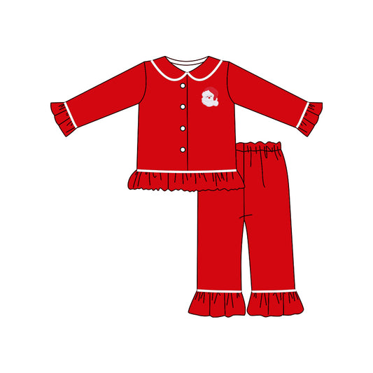 preorder GGLP0699 Christmas Santa Claus red long sleeve pants girls pajamas