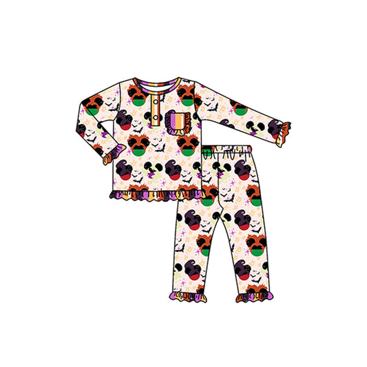 preorder GLP0711 Halloween Cartoon colorful pocket long sleeve pants girls pajamas