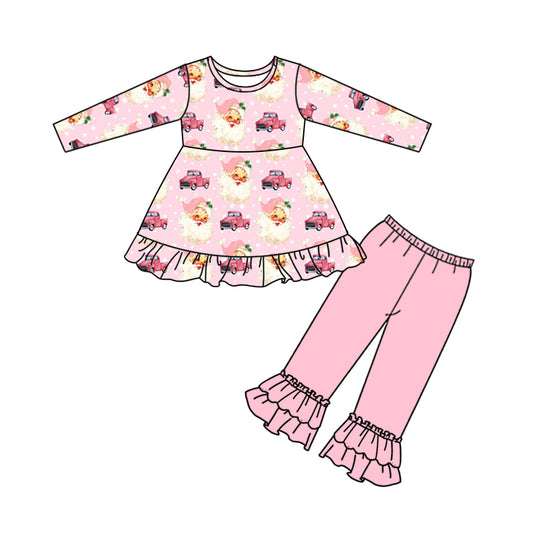 preorder GLP0734 Christmas Santa Claus pink long sleeve pants girls set