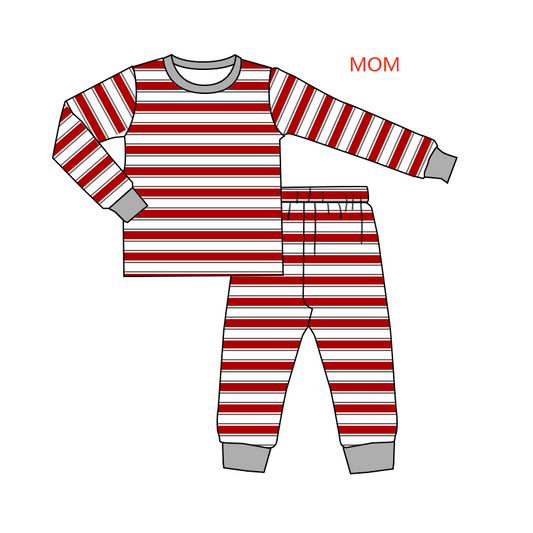 preorder GLP0875 Mom red striped long sleeve pants adult pajamas