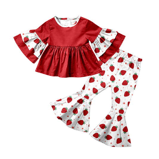 preorder GLP0890 Strawberry red long sleeve pants girls set