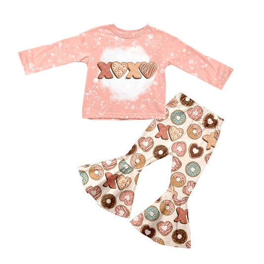 preorder GLP0898 Xoxo pink long sleeve donut pants girls set