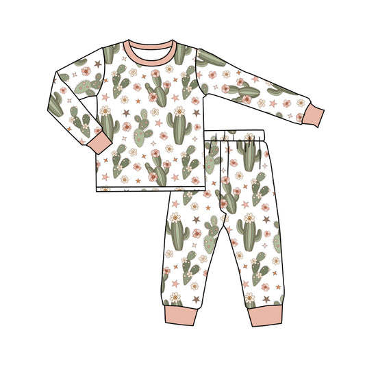 preorder GLP1015 Cactus flowers pink long sleeve pants girls pajamas