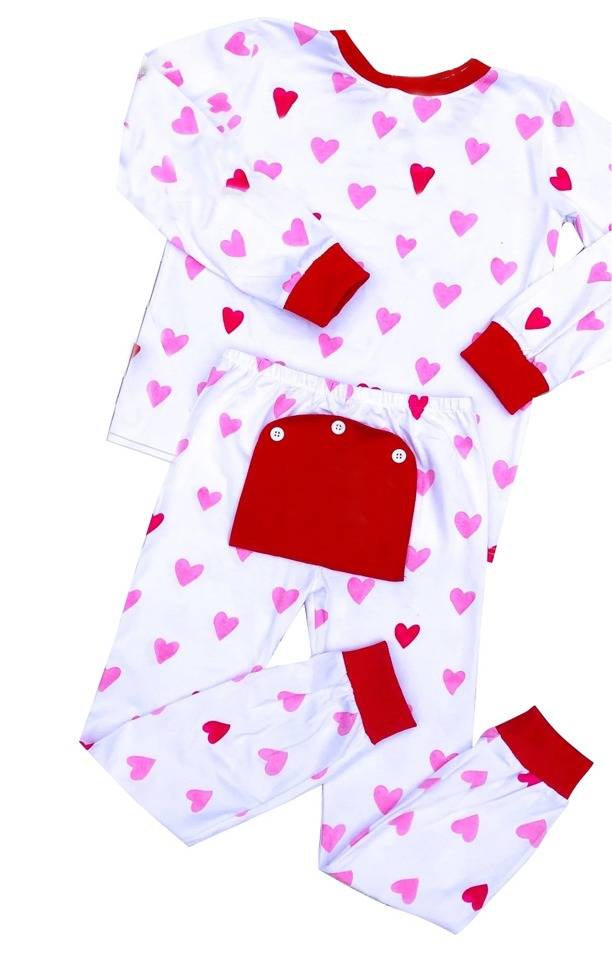 preorder GLP1024 Valentine's Day red heart long sleeve pants girls pajamas