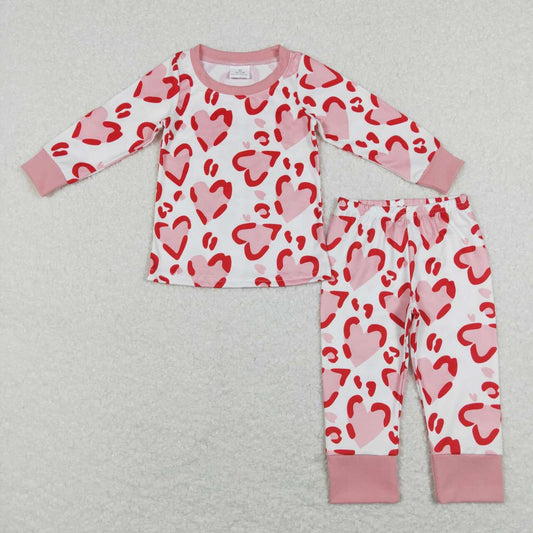 GLP1095 Valentine's Day heart red long sleeve pants girls pajamas
