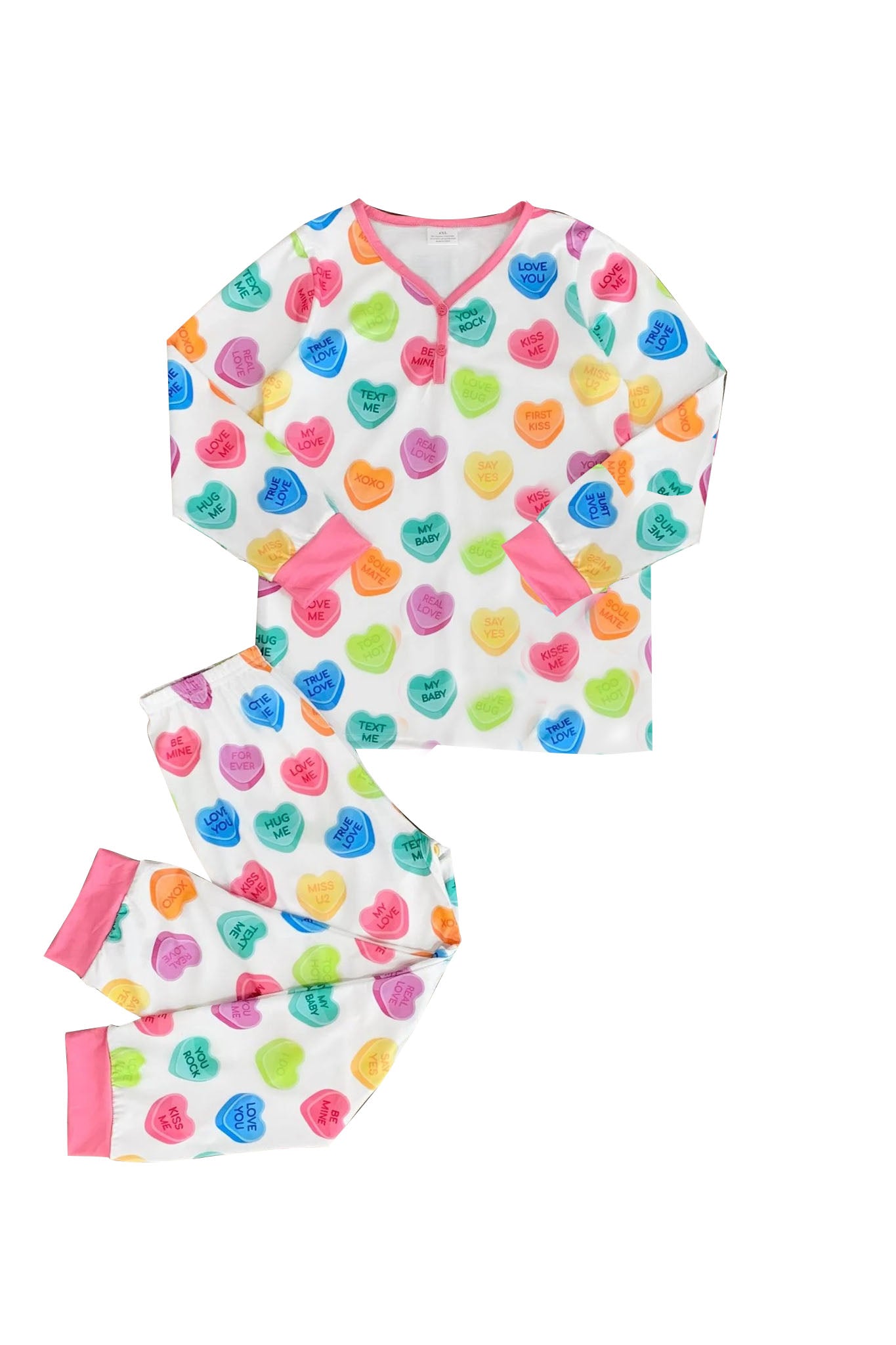 preorder GLP1118 Valentine's Day Colorful Heart Long Sleeve Pants Adult Pajamas