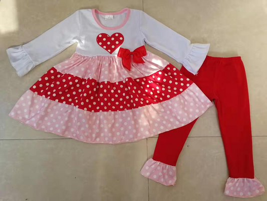 preorder GLP1120 Valentine's Day Heart Long Sleeve Red Pants Girls Set