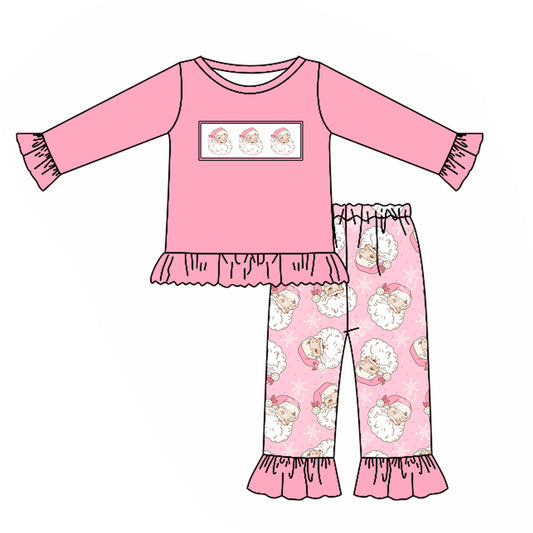 preorder GLP1227 Christmas Santa pink long sleeve pants girls set