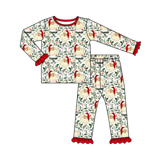 preorder GLP1245 Christmas Santa red long sleeve pants girls pajamas