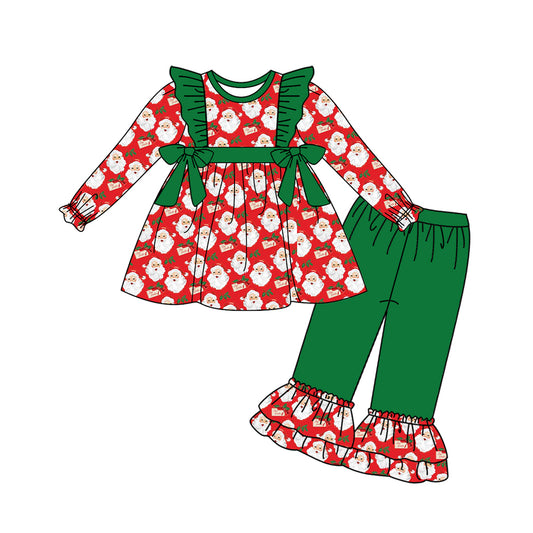 preorder GLP1253 Christmas Santa red long sleeve green pants girls set