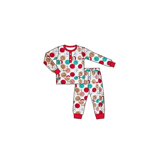 preorder GLP1274 Christmas colorful deer smile red long sleeve pants girls pajamas