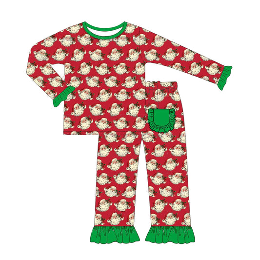 Preorder GLP1340 Christmas Santa red long sleeve pants girls pajamas