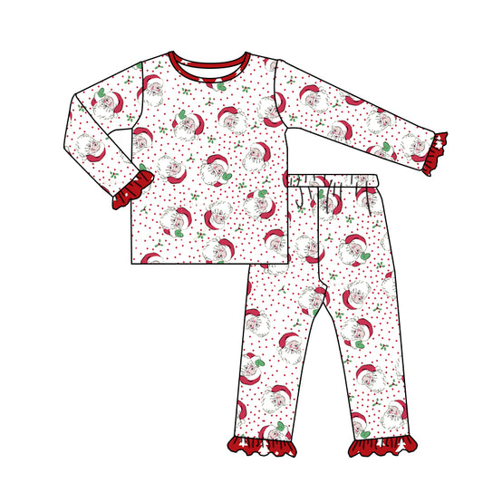 preorder GLP1370 Christmas Santa red long sleeve pants girls pajamas