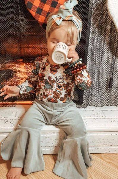preorder GLP1411 Christmas cartoon M long sleeve grey pants girls set
