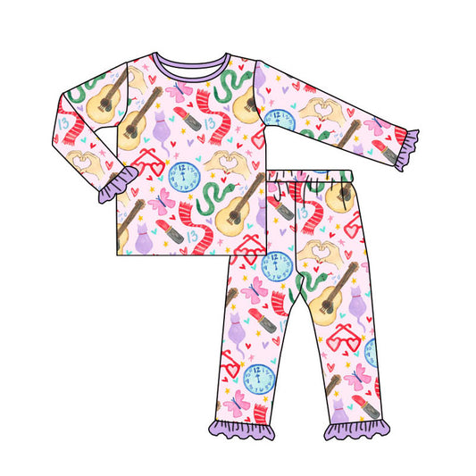 preorder GLP1514 Taylor country singer pink long sleeve pants girls pajamas