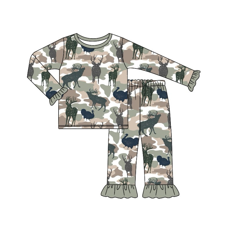 preorder GLP1518 hunting camo deer long sleeve pants girls pajamas