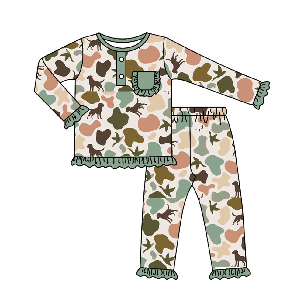preorder GLP1520 hunting camo dogs long sleeve pants girls pajamas