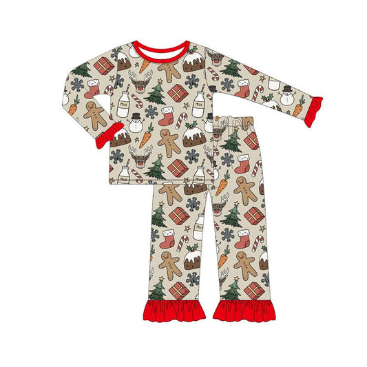 preorder GLP1521 Christmas gingerbread man snowman long sleeve pants girls pajamas