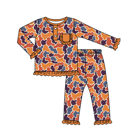 preorder GLP1532 brown camo long sleeve pants girls pajamas