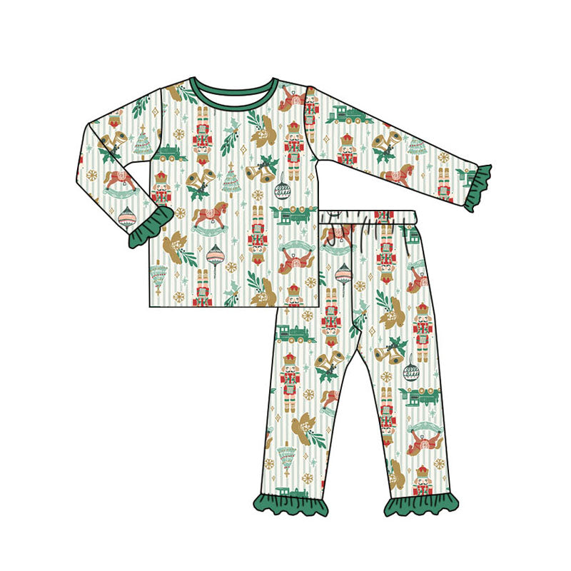 preorder GLP1536 Christmas tree soldier green long sleeve pants girls pajamas