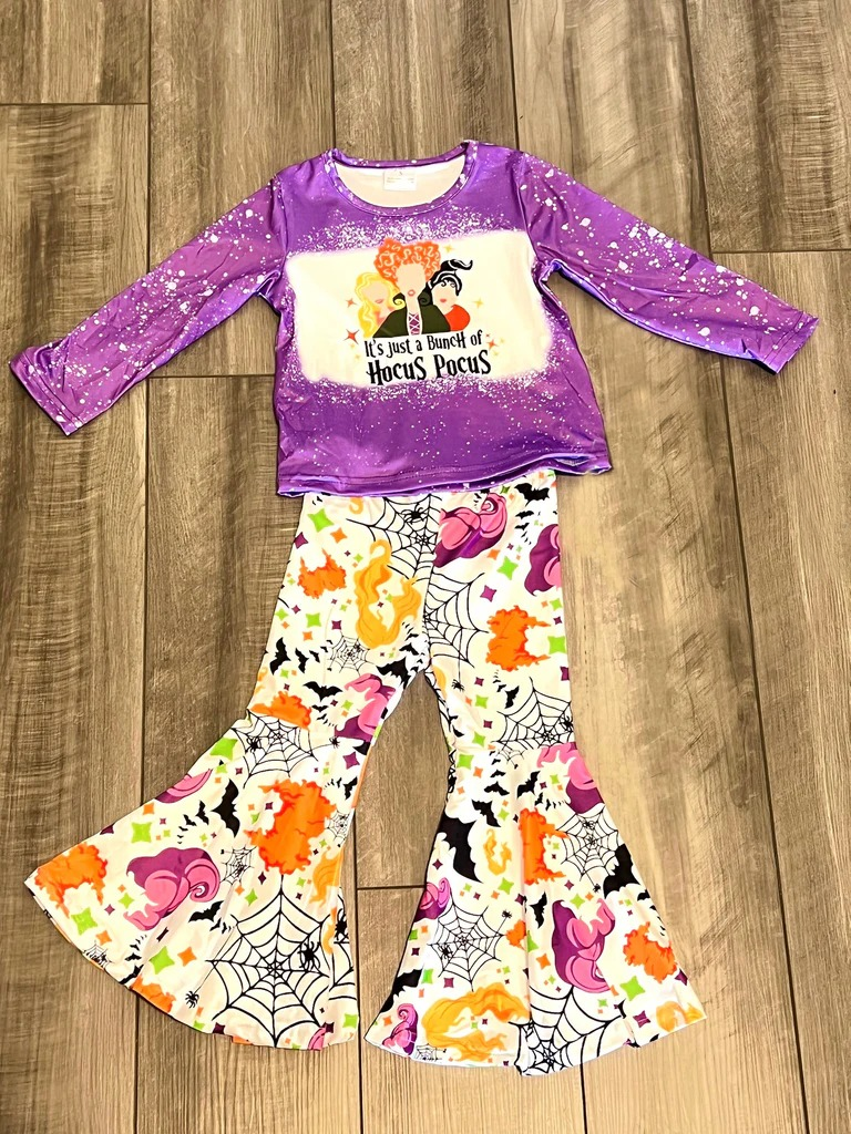 preorder GLP1543 Halloween witch purple long sleeve pants girls set