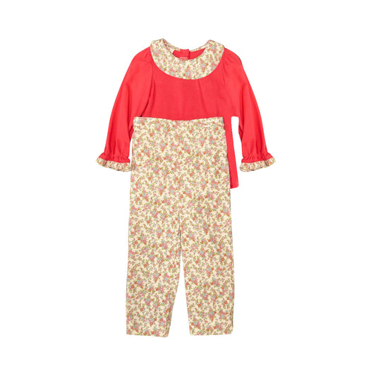preorder GLP1568 Christmas red long sleeve holly berry pants girls set