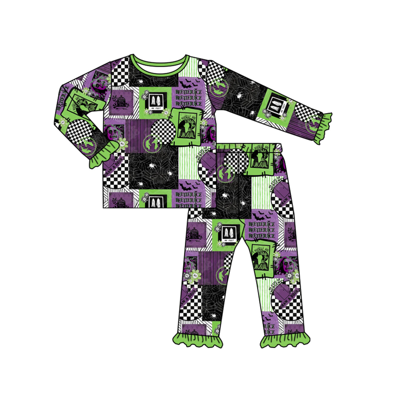 preorder GLP1572 Hallooween clown purple green long sleeve pants girls pajamas