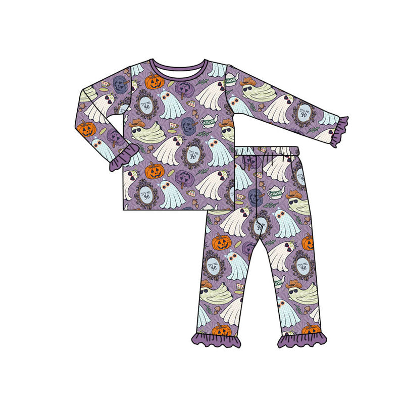 preorder GLP1602 Halloween spooky pumpkin purple long sleeve pants girls pajamas