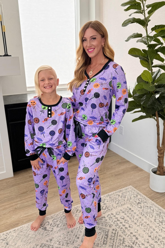 preorder GLP1657 Halloween sugar candy purple long sleeve pants adult women pajamas