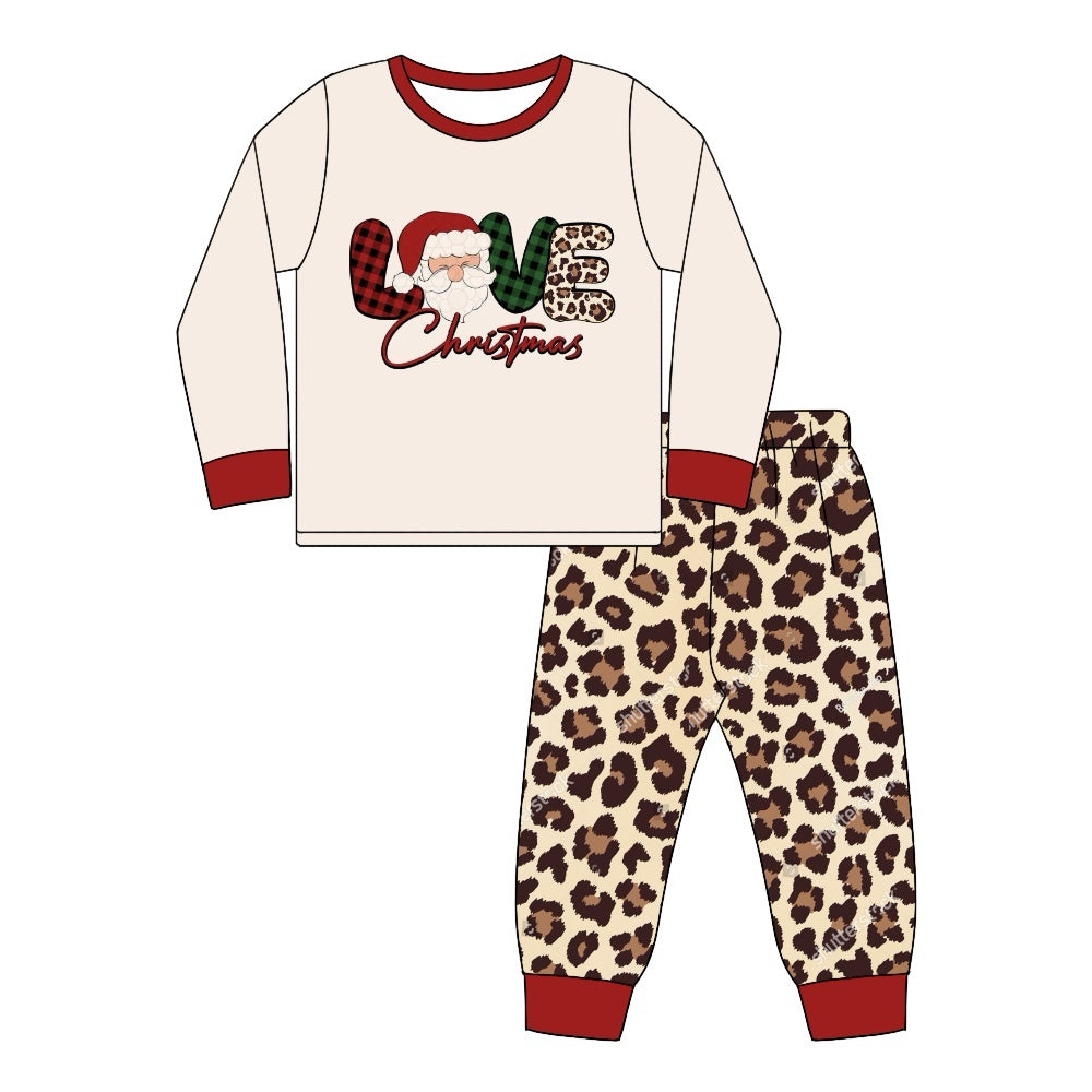 preorder GLP1659 Christmas Santa love long sleeve leopard pants adult women set