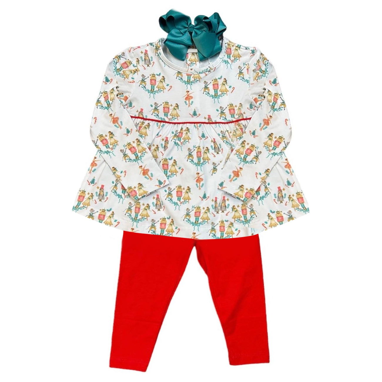 preorder GLP1664 Christmas soldier cartoon girl long sleeve red pants girls set