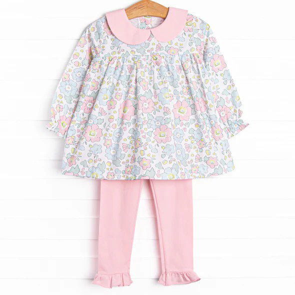 preorder GLP1723 colorful flowers long sleeve pink pants girls set