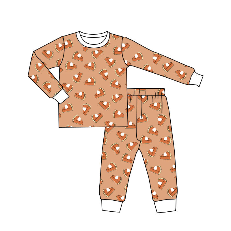 preorder GLP1735 Thanksgiving pie orange long sleeve pants boys pajamas