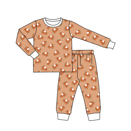 preorder GLP1735 Thanksgiving pie orange long sleeve pants boys pajamas