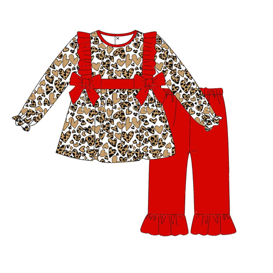 preorder GLP1766 camo heart long sleeve red pants girls set