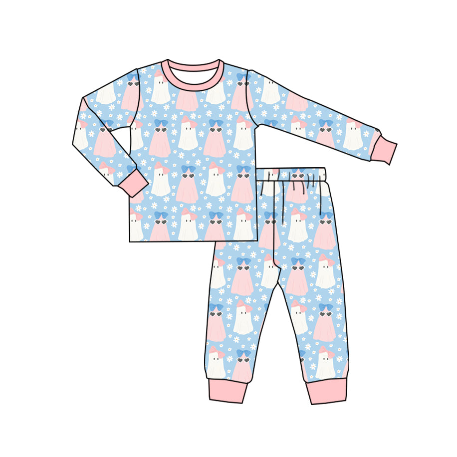 preorder GLP1785 Halloween pink spooky blue long sleeve pants girls pajamas