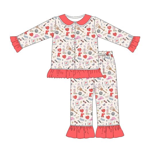 preorder GLP1797 Taylor Western country singer red long sleeve pants girls pajamas