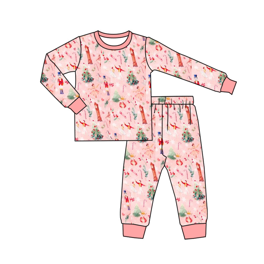 preorder GLP1904 Christmas soldier dance girl tree pink long sleeve pants girls pajamas