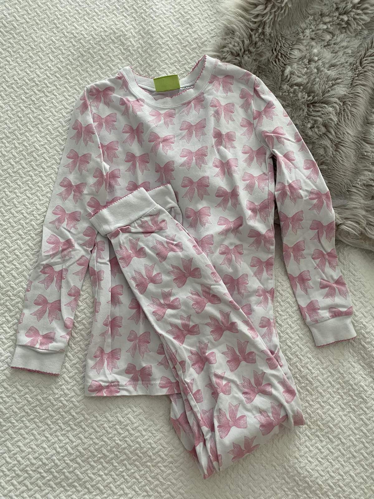 preorder GLP1917 pink bows long sleeve pants girls pajamas