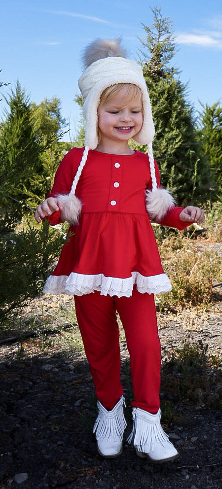 preorder GLP1944 Christmas red long sleeve pants cute girls set toddle set