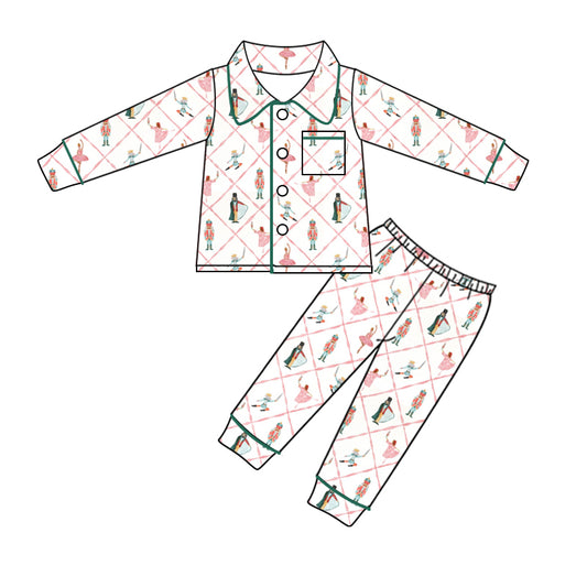 preorder GLP1996 Christmas cartoon soldier dance girl pink long sleeve pants girls pajamas