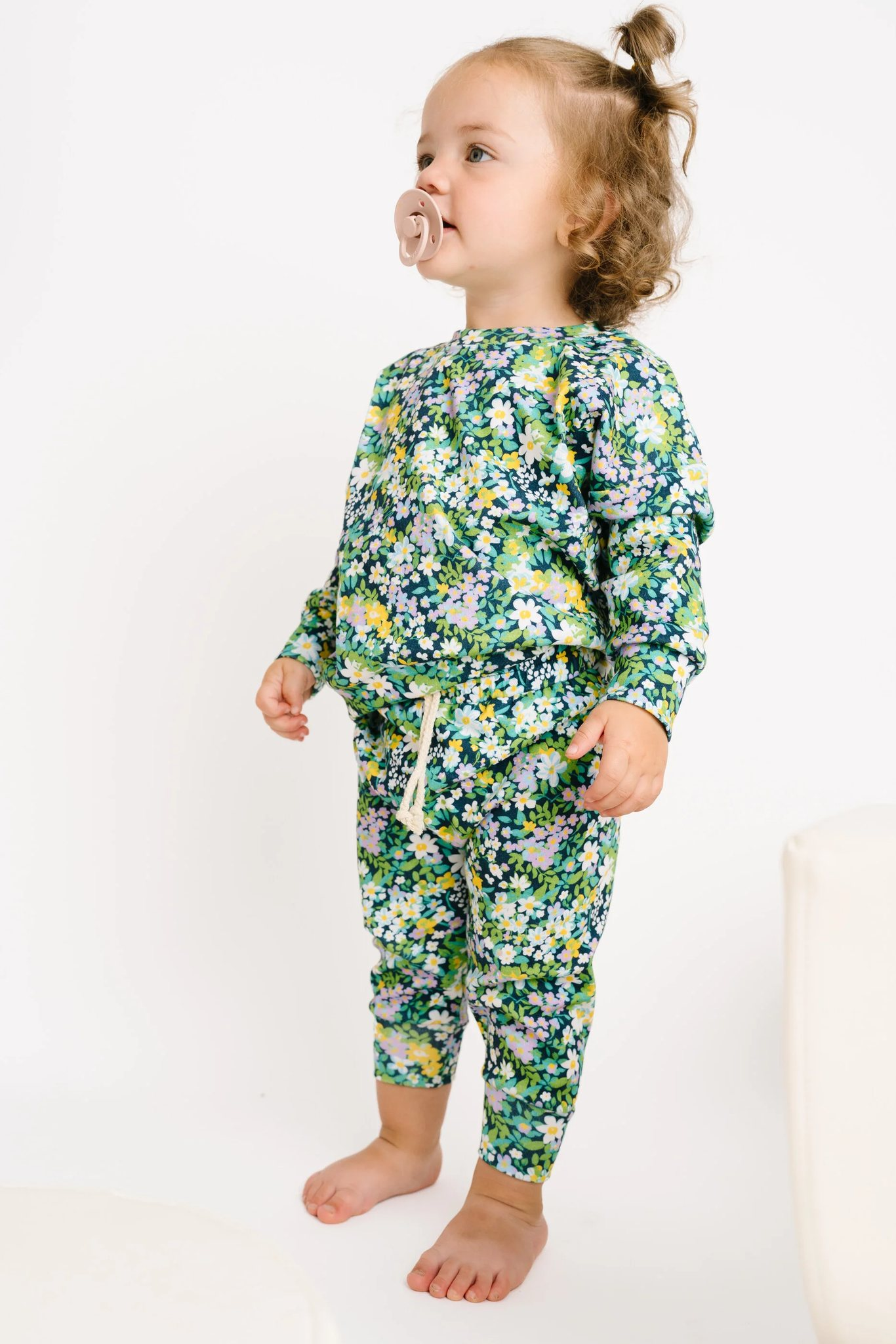 preorder GLP2000 colorful flowers green long sleeve pants girls set